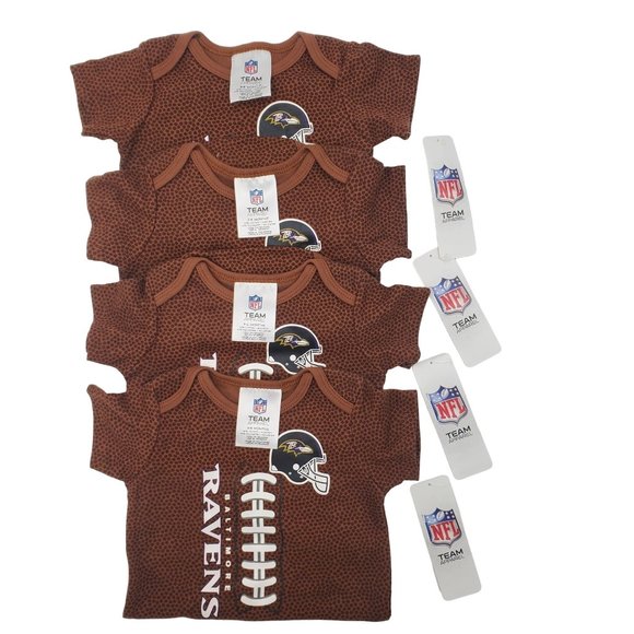 NFL Other - Lot of 4 NEW 3-6 months Baltimore Ravens NFL Team Apparel Brown Football Onesies